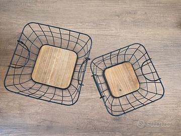 Set 2 Cestini Multiuso Stile Industrial / Country