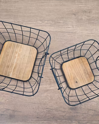 Set 2 Cestini Multiuso Stile Industrial / Country