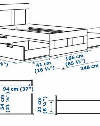 letto matrimoniale con cassettoni e testiera