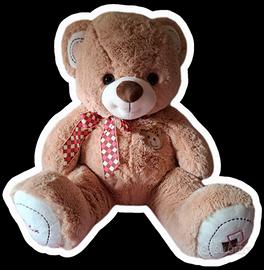 Orso peluche nastro rosa e marrone