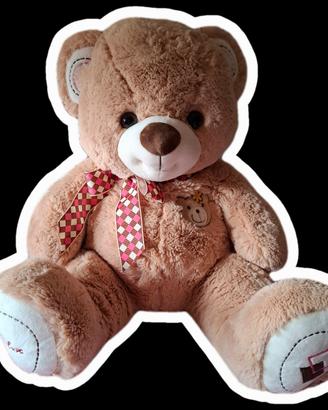 Orso peluche nastro rosa e marrone