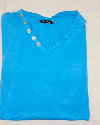 New Dream T-Shirt Uomo Azzurra Di Cotone Taglia L