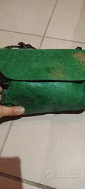 borsa tracolla verde smeraldo vera pelle 