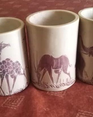 Bicchieri scavati in pietra Etiopia anni 60