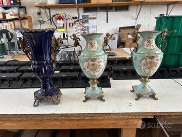 VASI ANTIQUARIATO  IN BRONZO E PORCELLANA