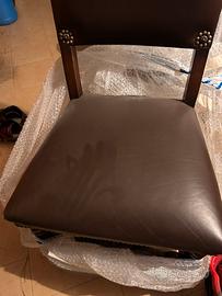 Set quattro antiche sedie in pelle