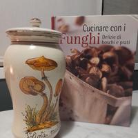 grande vaso vintag funghi albarello dipinto a mano