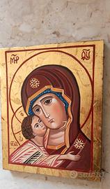 MADONNA DI VLADIMIR DIPINTO SU TAVOLA H 26 X 21 cm