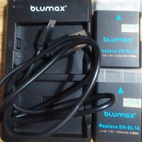 Caricabatt. e 2 batt. compatibili Nikon EN-EL14