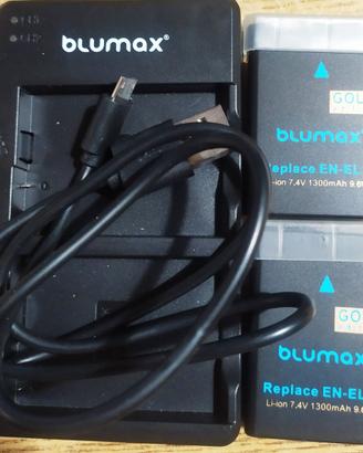 Caricabatt. e 2 batt. compatibili Nikon EN-EL14