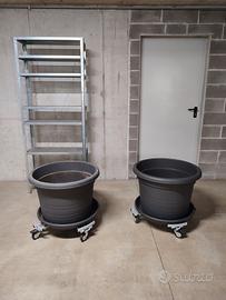 Vaso plastica grande antracite con carrello ruote