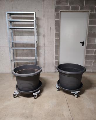 Vaso plastica grande antracite con carrello ruote