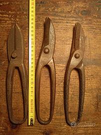 lotto attrezzi antiche forbici cesoie per lamiere