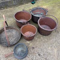 Paioli / pentole / tegami in rame antichi