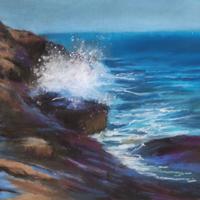 dipinto a pastello paesaggio marino originale new