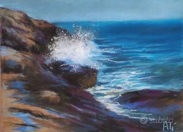 dipinto a pastello paesaggio marino originale new