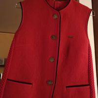gilet rosso tirolese in pura lana