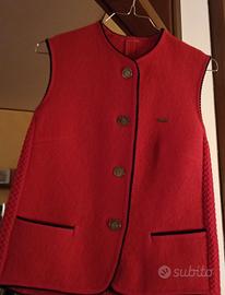 gilet rosso tirolese in pura lana