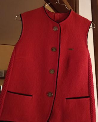 gilet rosso tirolese in pura lana