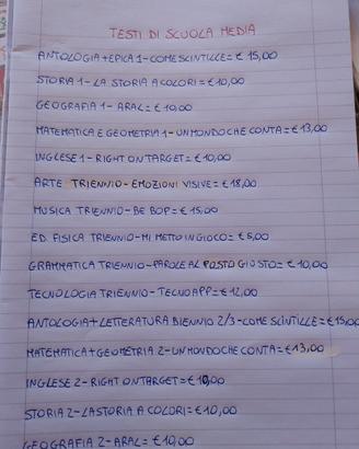 libri di testo per scuole medie 1'-2'-3'