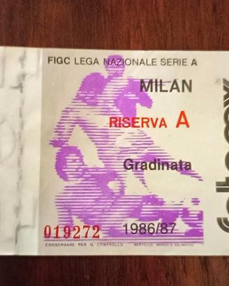 Biglietto Stadio Milan 1986 1987 San Siro 