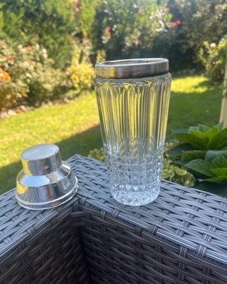 shaker  vintage in vetro e  argentato.