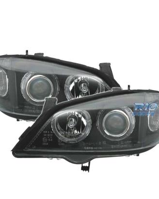 FARI PER OPEL ASTRA G 97-04 ANGEL EYES FONDO NERO 