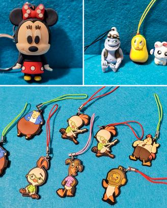 Lotto 12 Portachiavi - Minnie, Titti, Crazy Frog