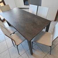 Tavolo allungabile 160 cm 4/6 pers. 6 sedie nero 