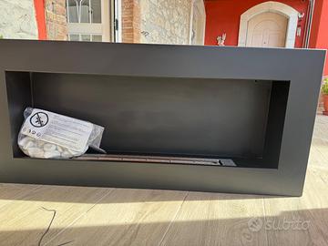 Biocamino da parete 90x40X16 cm Nero