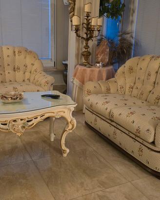 Coppia di Divani Classici a Conchiglia - Tessut