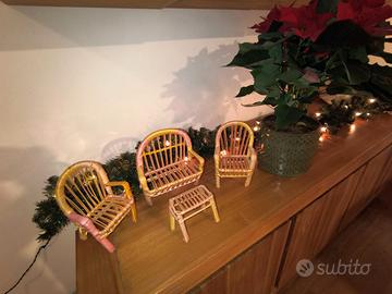 Mini salottino Vintage in Rattan