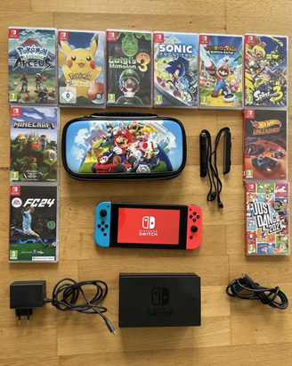 Nintendo Switch con stazione base con 9 giochi e c