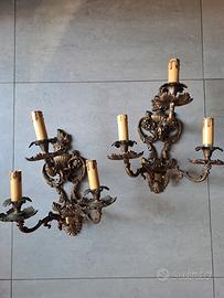 Coppia di appliques in ottone a 3 luci