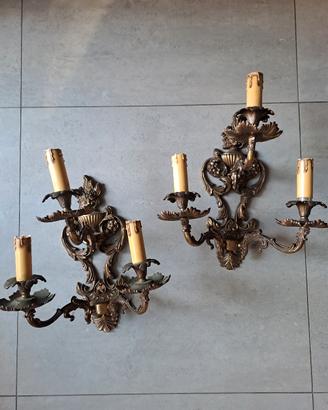 Coppia di appliques in ottone a 3 luci