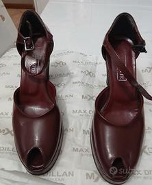 scarpe donna con tacco color rosso borgogna