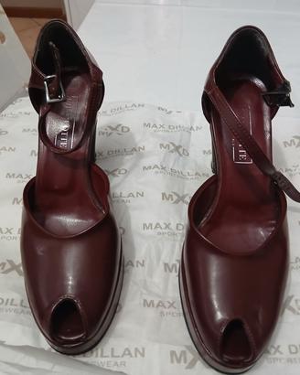 scarpe donna con tacco color rosso borgogna