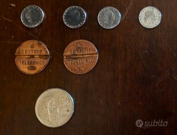 MONETE ITALIANE + GETTONI TELEFONICI VINTAGE