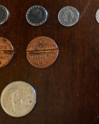 MONETE ITALIANE + GETTONI TELEFONICI VINTAGE