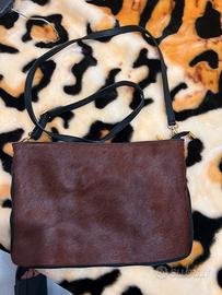 Borsa con tracolla in cavallino e pelle