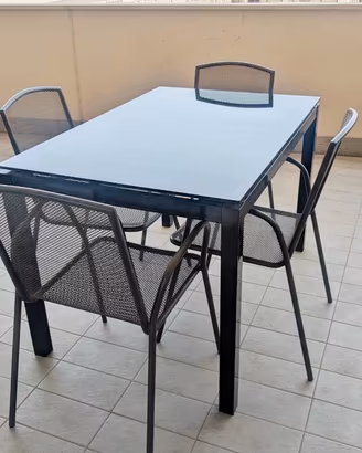 Tavolo Far Black nero vetro temprato