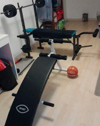 Panca + pesi in ghisa Rovera più panca addominali