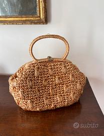 Borsa in rafia beige crema vintage anni ‘50