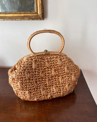 Borsa in rafia beige crema vintage anni ‘50