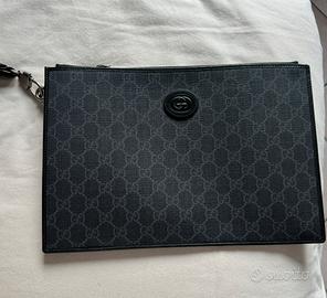 Pochette Pouch GG GUCCI Pelle Supreme Nero