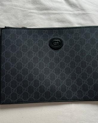 Pochette Pouch GG GUCCI Pelle Supreme Nero