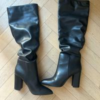 Bata Black Knee High Boots with Wide Heel