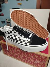 Vans 41 Old Skool Platform Checkerboard Nero Bianc