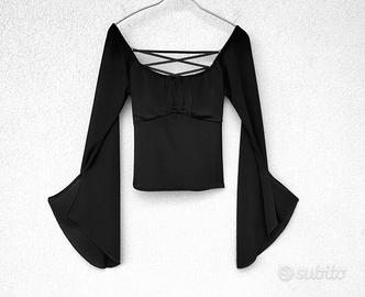 TOP *NUOVO* CON PIZZO,  LACCI, MANICHE CON SPACCO