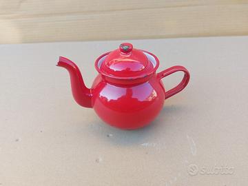 Teiera Vintage / Retrò in Smalto Rosso Brillante
